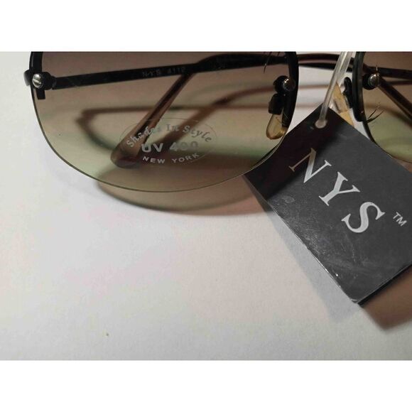 NYS SunGlasses UV 400 Black/Amber Colored Lens Scratch Resistant - Picture 2 of 5